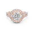 1.25 CT Round Cut Lab Grown Diamond Halo Split Shank Engagement Ring in Rose Gold