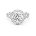 1.25 CT Round Cut Lab Grown Diamond Halo Split Shank Engagement Ring in White Gold