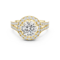 1.25 CT Round Cut Lab Grown Diamond Halo Split Shank Engagement Ring in Yellow Gold