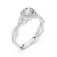 0.70 CT Round Cut Lab Grown Diamond Halo Twisted Band Engagement Ring