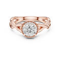 0.70 CT Round Cut Lab Grown Diamond Halo Twisted Band Engagement Ring in Rose Gold