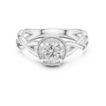 0.70 CT round lab grown diamond engagement ring in rose gold with halo and twisted band