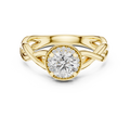 0.70 CT round lab grown diamond engagement ring in yellow gold with halo and twisted band