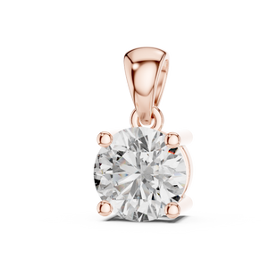 1 CT Round Cut Solitaire Lab-Grown Diamond Pendant in 10K Rose Gold