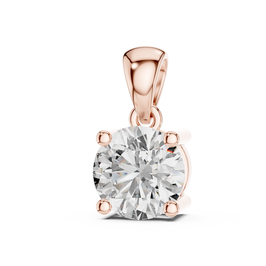 1 CT Round Cut Solitaire Lab-Grown Diamond Pendant in 10K Rose Gold