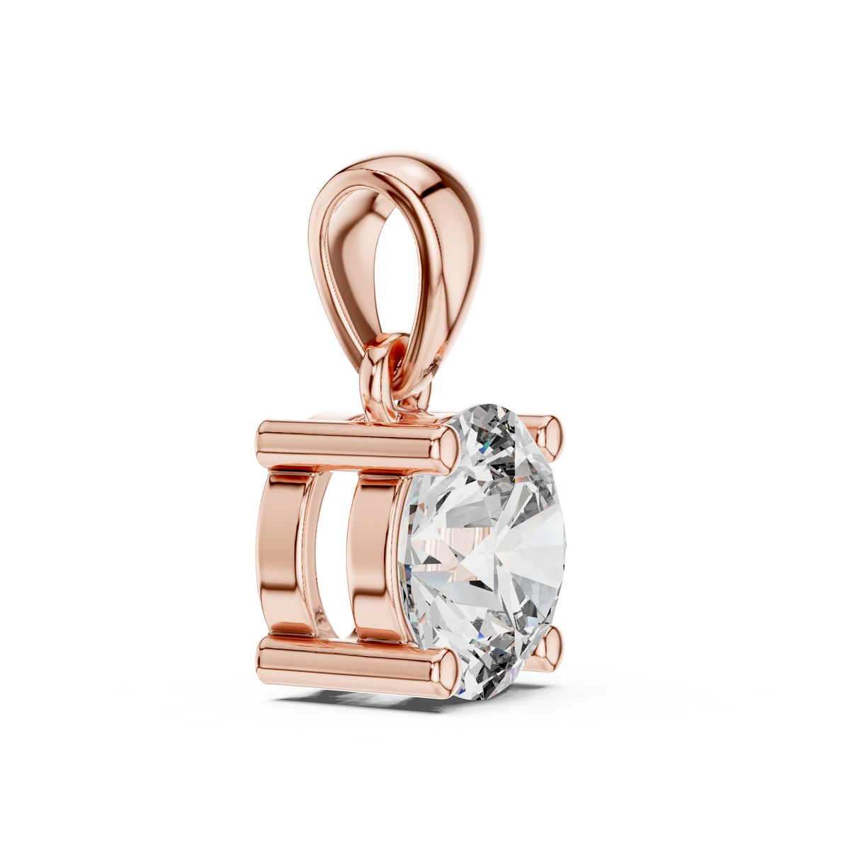 1 CT Round Cut Solitaire Lab-Grown Diamond Pendant in 10K Rose Gold