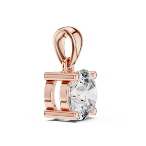 1 CT Round Cut Solitaire Lab-Grown Diamond Pendant in 10K Rose Gold