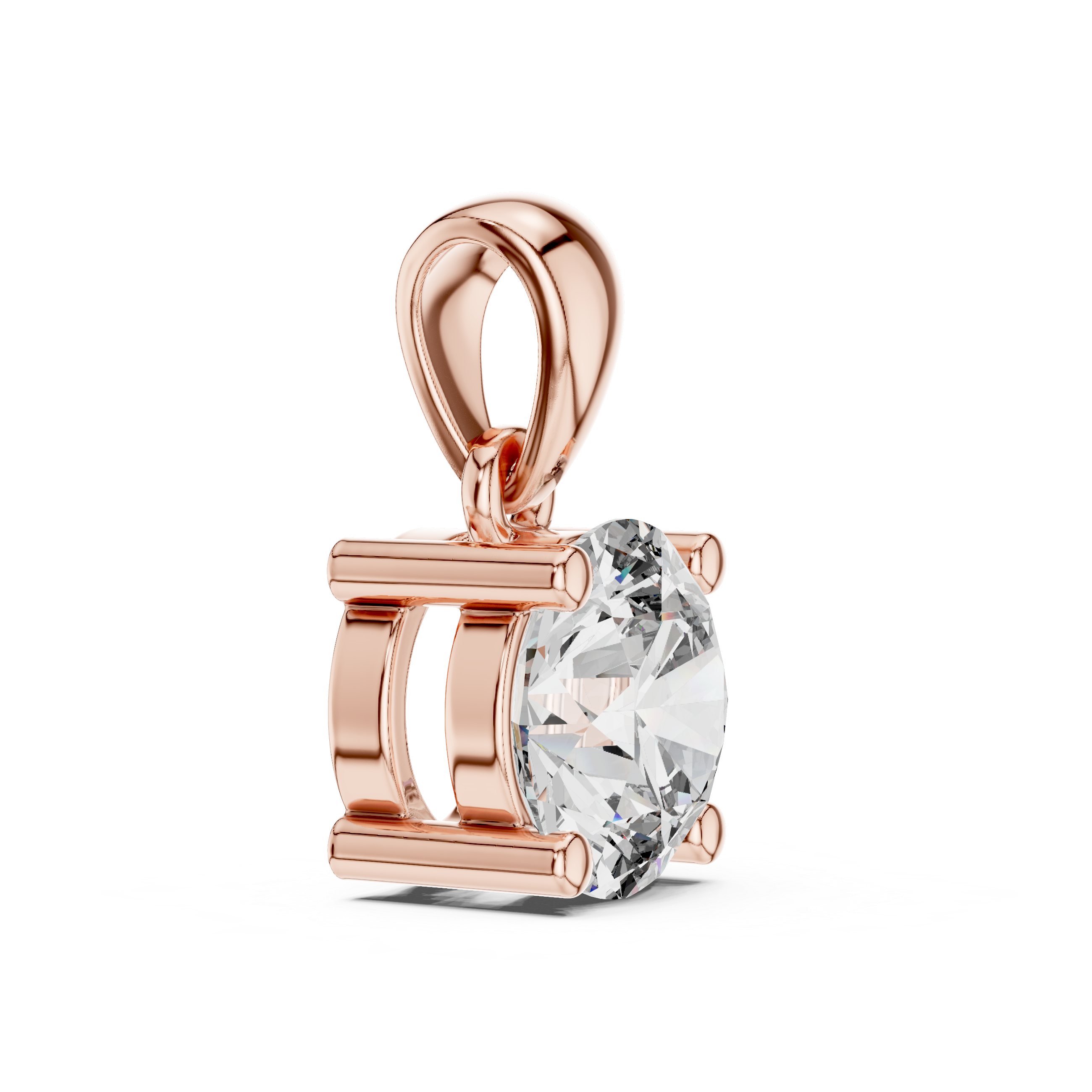 1 CT Round Cut Solitaire Lab-Grown Diamond Pendant in 10K Rose Gold