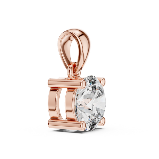 1 CT Round Cut Solitaire Lab-Grown Diamond Pendant in 10K Rose Gold