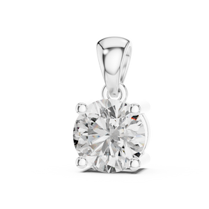 1 CT Round Cut Solitaire Lab-Grown Diamond Pendant in 14K White Gold