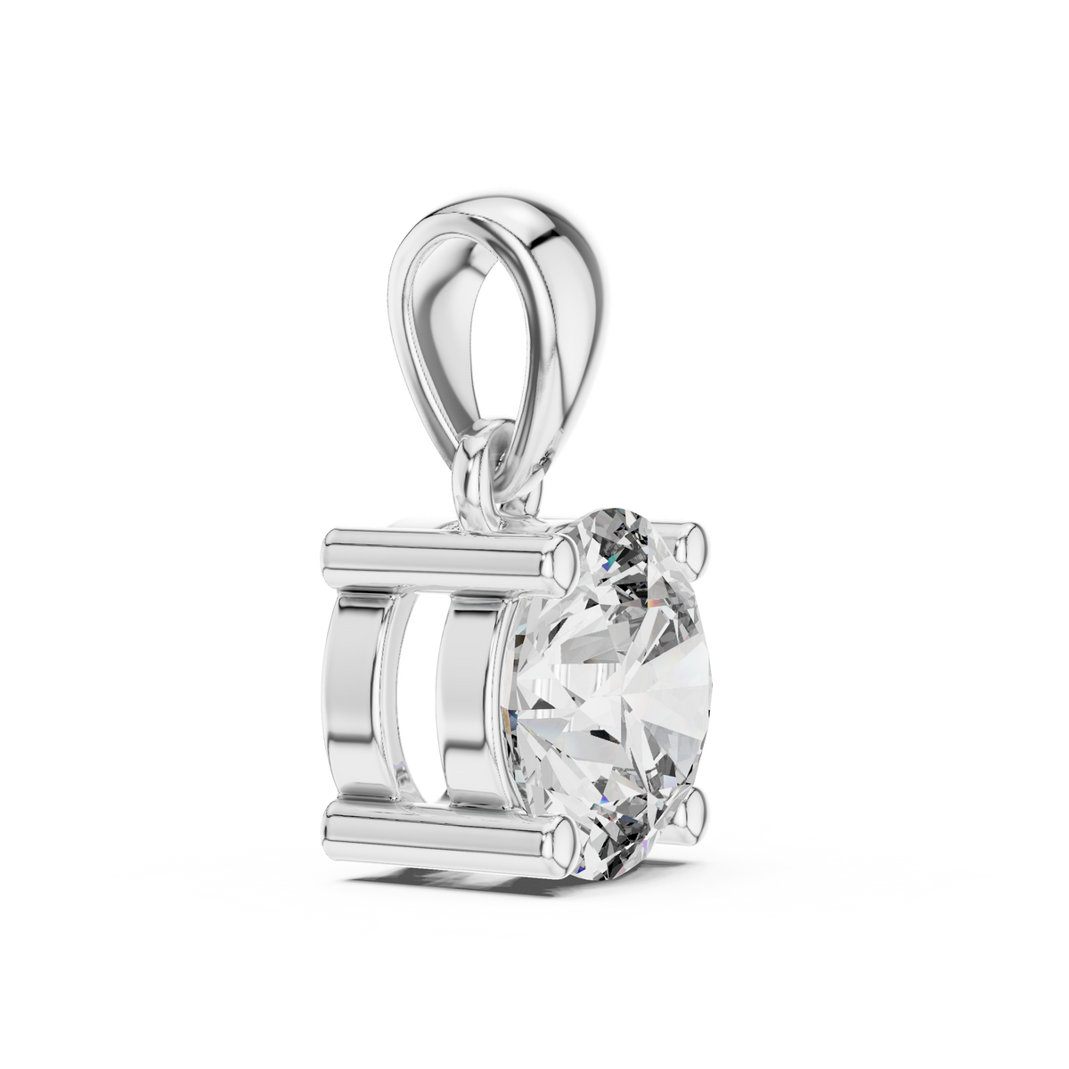 Side View of 1 CT Round Cut Solitaire Lab-Grown Diamond Pendant in White Gold