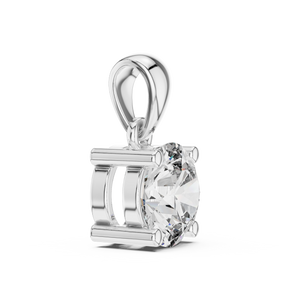 Side View of 1 CT Round Cut Solitaire Lab-Grown Diamond Pendant in White Gold