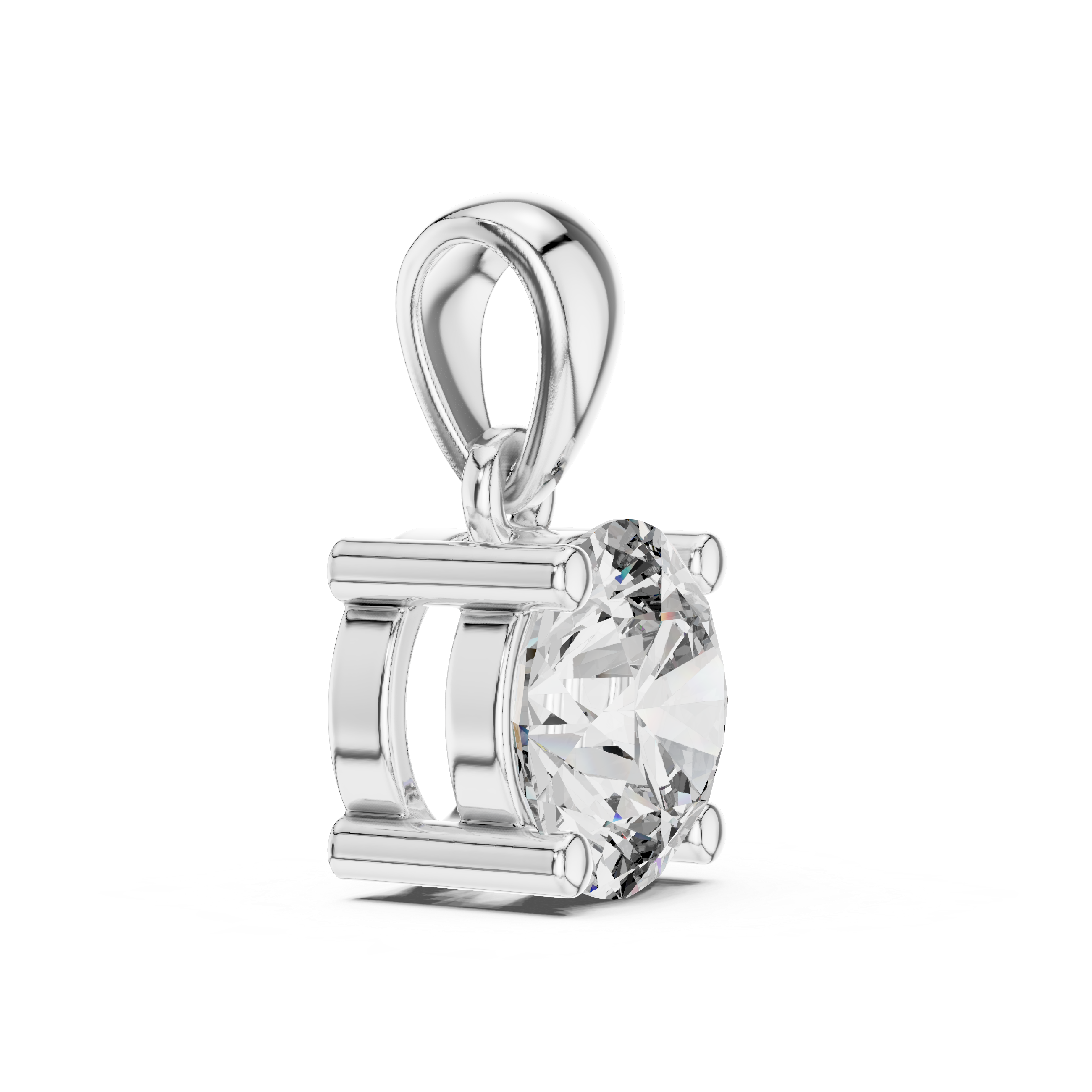 Side View of 1 CT Round Cut Solitaire Lab-Grown Diamond Pendant in White Gold