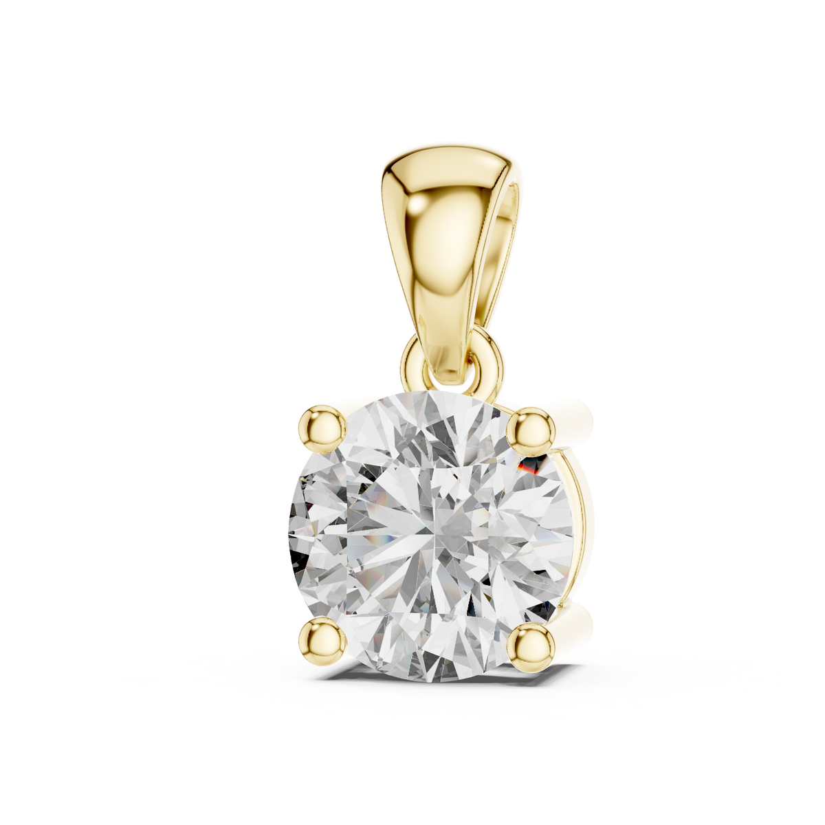 1 CT Round Cut Solitaire Lab-Grown Diamond Pendant in 14K Yellow Gold