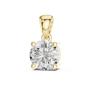 1 CT Round Cut Solitaire Lab-Grown Diamond Pendant in 14K Yellow Gold