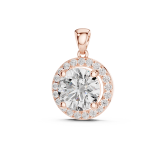 2.80 CT Round Cut Lab Grown Diamond Halo Pendant Necklace