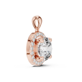 Rose gold 2.80 CT round lab grown diamond halo pendant, side view