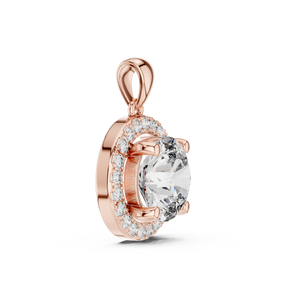 2.80 CT Round Cut Lab Grown Diamond Halo Pendant Necklace