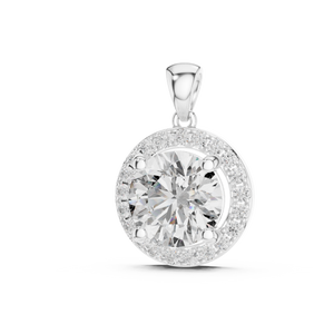 2.80 CT Round Cut Lab Grown Diamond Halo Pendant Necklace