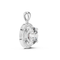 White gold 2.80 CT round lab grown diamond halo pendant, side view