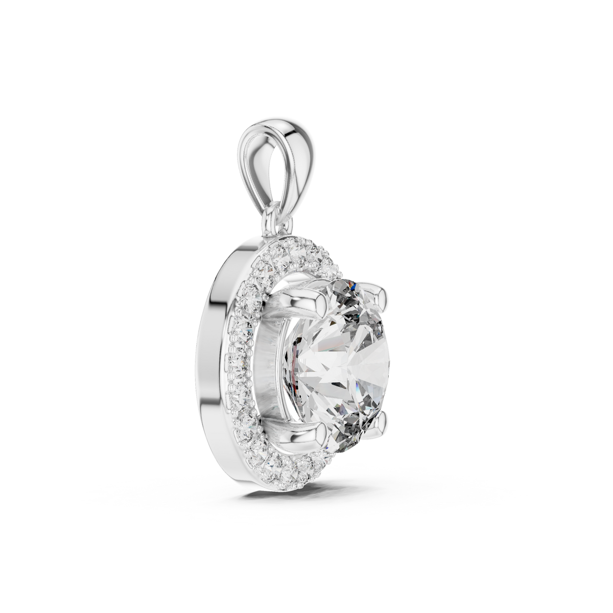 2.80 CT Round Cut Lab Grown Diamond Halo Pendant Necklace