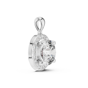 2.80 CT Round Cut Lab Grown Diamond Halo Pendant Necklace