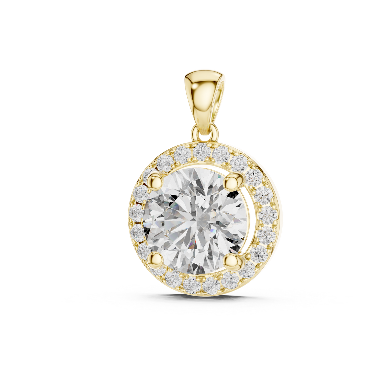 2.80 CT Round Cut Lab Grown Diamond Halo Pendant Necklace