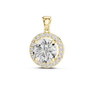 2.80 CT Round Cut Lab Grown Diamond Halo Pendant Necklace