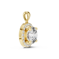 Yellow gold 2.80 CT round lab grown diamond halo pendant, side view