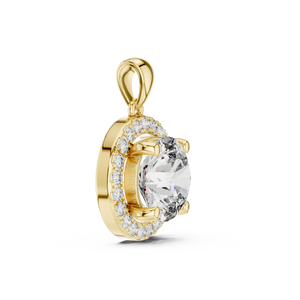 2.80 CT Round Cut Lab Grown Diamond Halo Pendant Necklace