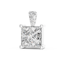 2 CT Princess Cut Lab Grown Diamond Solitaire Pendant in White Gold with Accented Bail