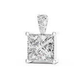 2 CT Princess Cut Lab Grown Diamond Solitaire Pendant in White Gold with Accented Bail