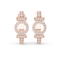 Rose gold 0.45 ct lab grown diamond art deco circle huggie earrings, front view