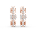 Rose gold 0.30 ct lab grown diamond flower cluster huggie earrings, front view