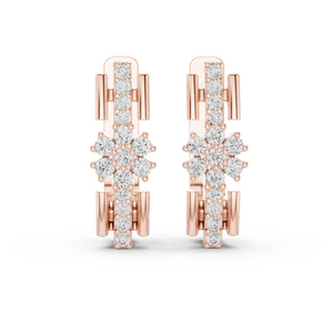 Lab Grown Diamond Flower Cluster Huggie Earrings