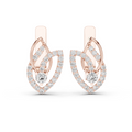 Lab Grown Diamond Open Leaf Huggie Earrings in rose gold