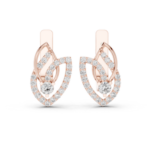 Lab Grown Diamond Open Leaf Huggie Earrings