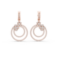 Rose gold 1.08 ct lab grown diamond double circle drop earrings, front view