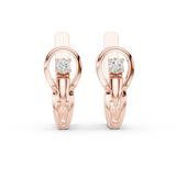 Lab grown diamond solitaire huggie earrings in rose gold, front view