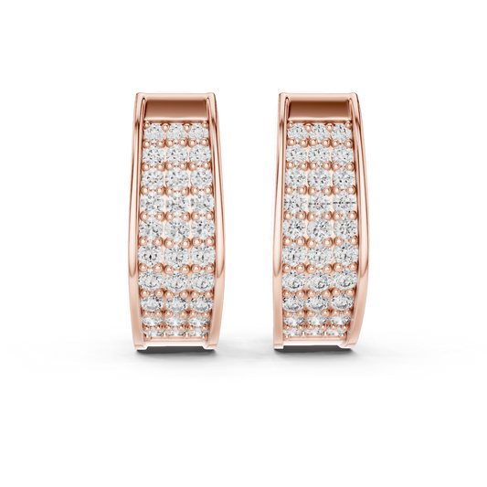 Lab Grown Diamond Graduated Pavé Huggie Earrings in rose gold