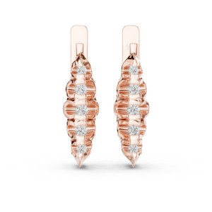 Rose gold 0.26 ct lab grown diamond graduated bezel huggie earrings, front view