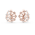 Lab grown diamond fan cluster stud earrings in rose gold, front view