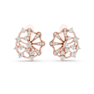 Lab Grown Diamond Fan Cluster Stud Earrings
