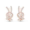 Rose gold 0.51 ct lab grown diamond love knot huggie earrings, front view