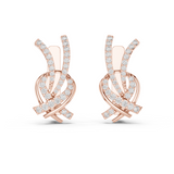 Rose gold 0.51 ct lab grown diamond love knot huggie earrings, front view