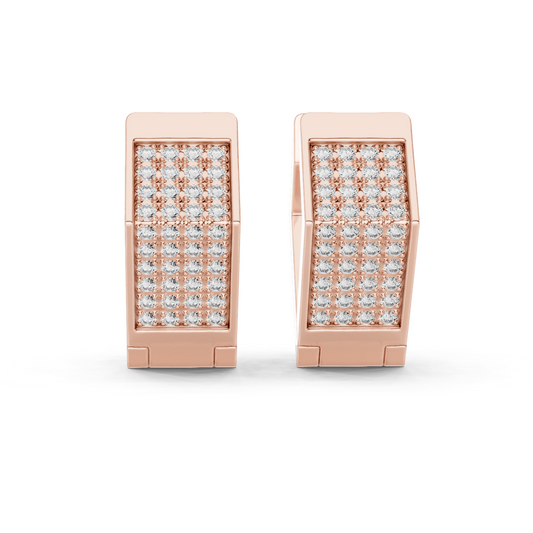 Lab Grown Diamond Pavé Bar Huggie Earrings in rose gold