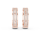 Rose gold 0.51 ct lab grown diamond double row hoop earrings, front view
