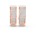 Rose gold 0.54 ct lab grown diamond three-row pavé huggie hoop earrings, front view