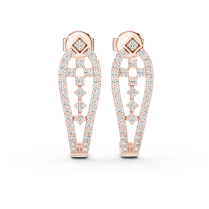 Rose gold 0.50 ct lab grown diamond open teardrop drop earrings, front view