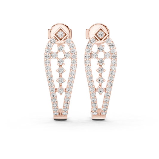 Rose gold 0.50 ct lab grown diamond open teardrop drop earrings, front view